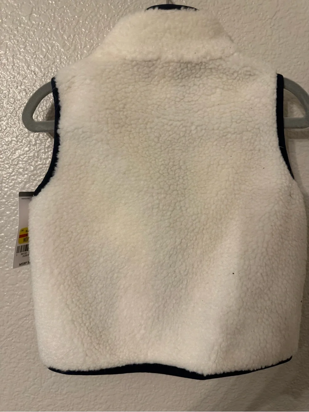 Carter's Cream Sherpa Vest with Navy Trim